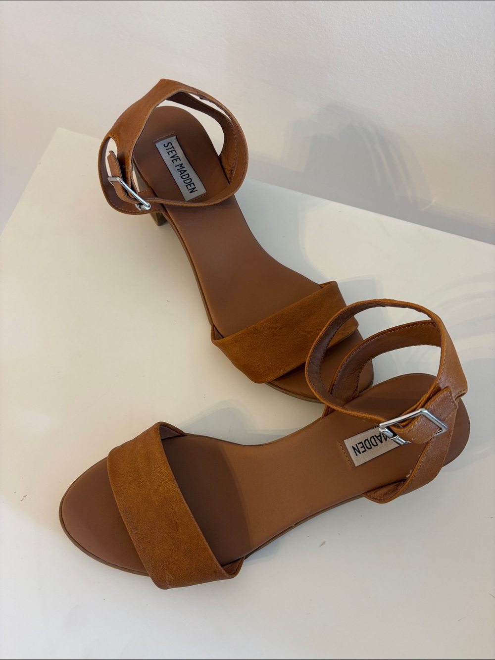 Steve Madden Tan Suede Ankle-Strap Sandals